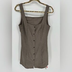 Cider Houndstooth Button up Mini School Girl 90's Clueless Dress